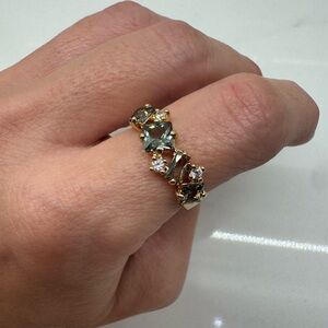 Shimmering Jewels Gold Plated Ring with Green Spinel